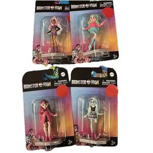 Monster High Cake Topper 3" Set of 4 Micro Mini Doll Toys New